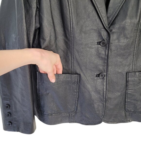 JohnPaulRichard Black Leather Blazer Like-New Women's Medium/size 10 - Picture 7 of 11